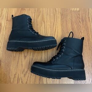 Sincerely Jules Combat Boots Women’s 8M Black Platform Side Zip Lace Up Kristy